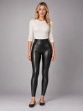 Women's Faux Leather Leggings – High Stretch Skinny Fit in Black — front view