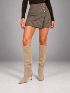Women's Faux Suede Knee-High Boots – Pointed Toe Stiletto