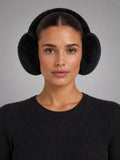 Women's Fleece Earmuffs – Stretchy Ear Warmers in Black — front view