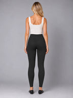 Women's Fleece-Lined Leggings – High Waisted Skinny in Black (Style 3) — back view