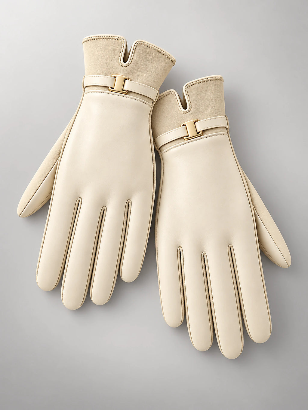 Women's Fleece-Lined Gloves – Touchscreen Winter in Beige — alternate view
