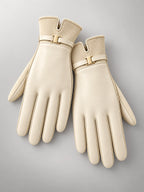 Women's Fleece-Lined Gloves – Touchscreen Winter in Beige — alternate view