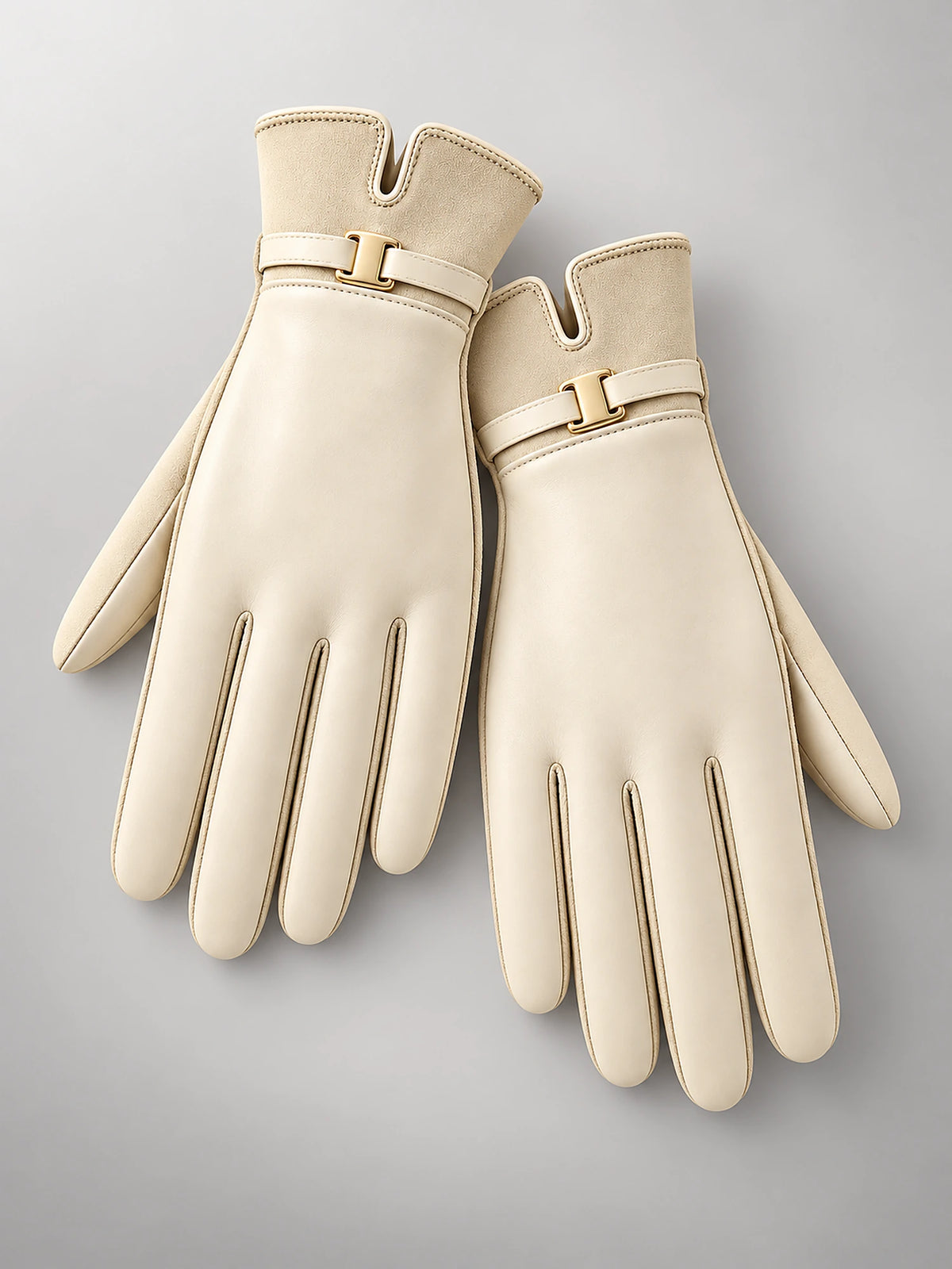 Women's Fleece-Lined Gloves – Touchscreen Winter in Beige — alternate view