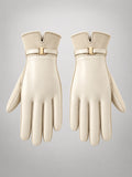 Women's Fleece-Lined Gloves – Touchscreen Winter in Beige — front view