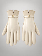 Women's Fleece-Lined Gloves – Touchscreen Winter in Beige — front view