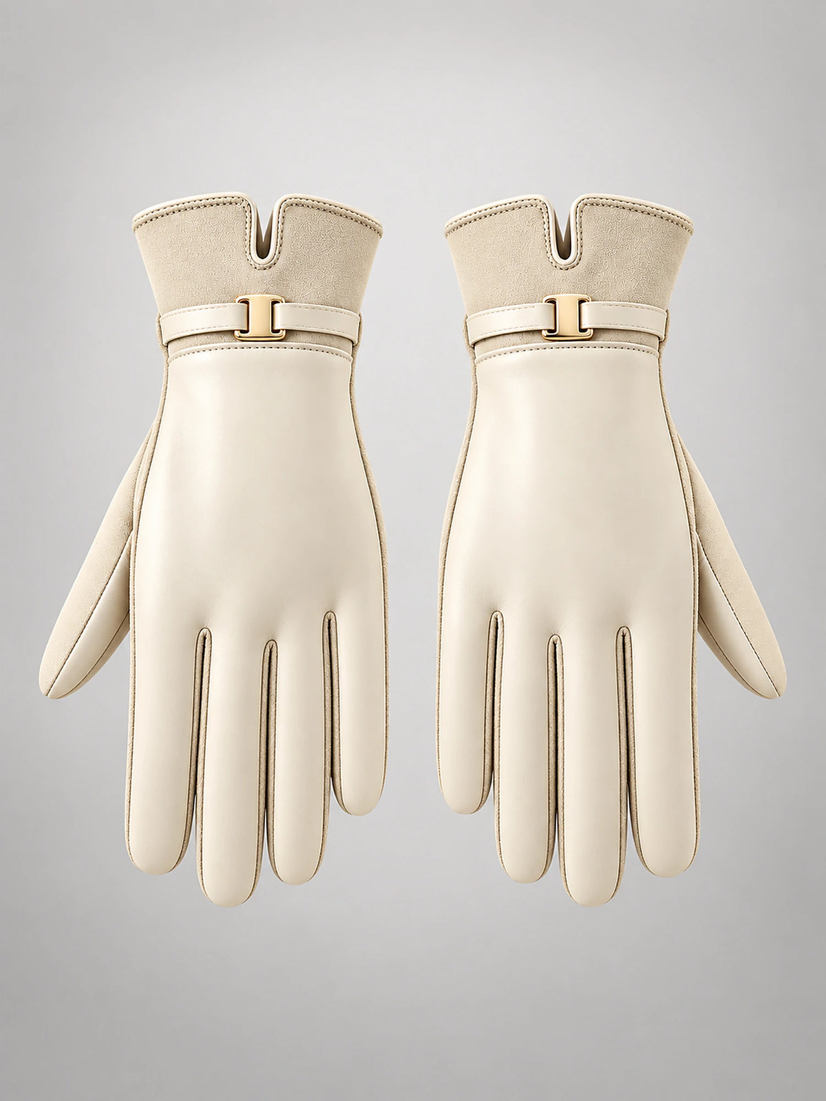 Women's Fleece-Lined Gloves – Touchscreen Winter in Beige — front view