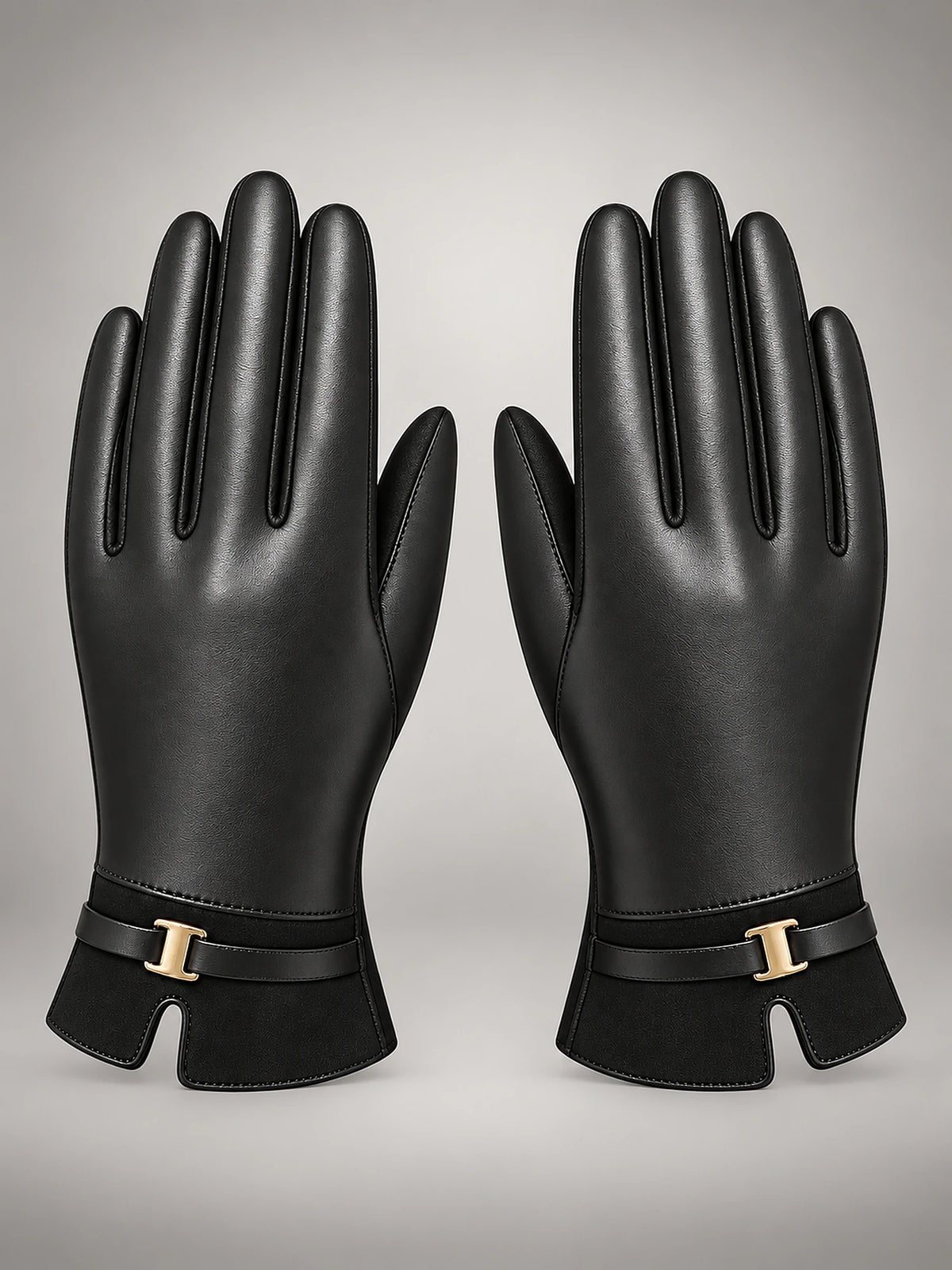 Women's Fleece-Lined Gloves – Touchscreen Winter in Black — front view