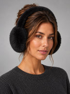 Women's Foldable Earmuffs – Adjustable Plush in Black — alternate view