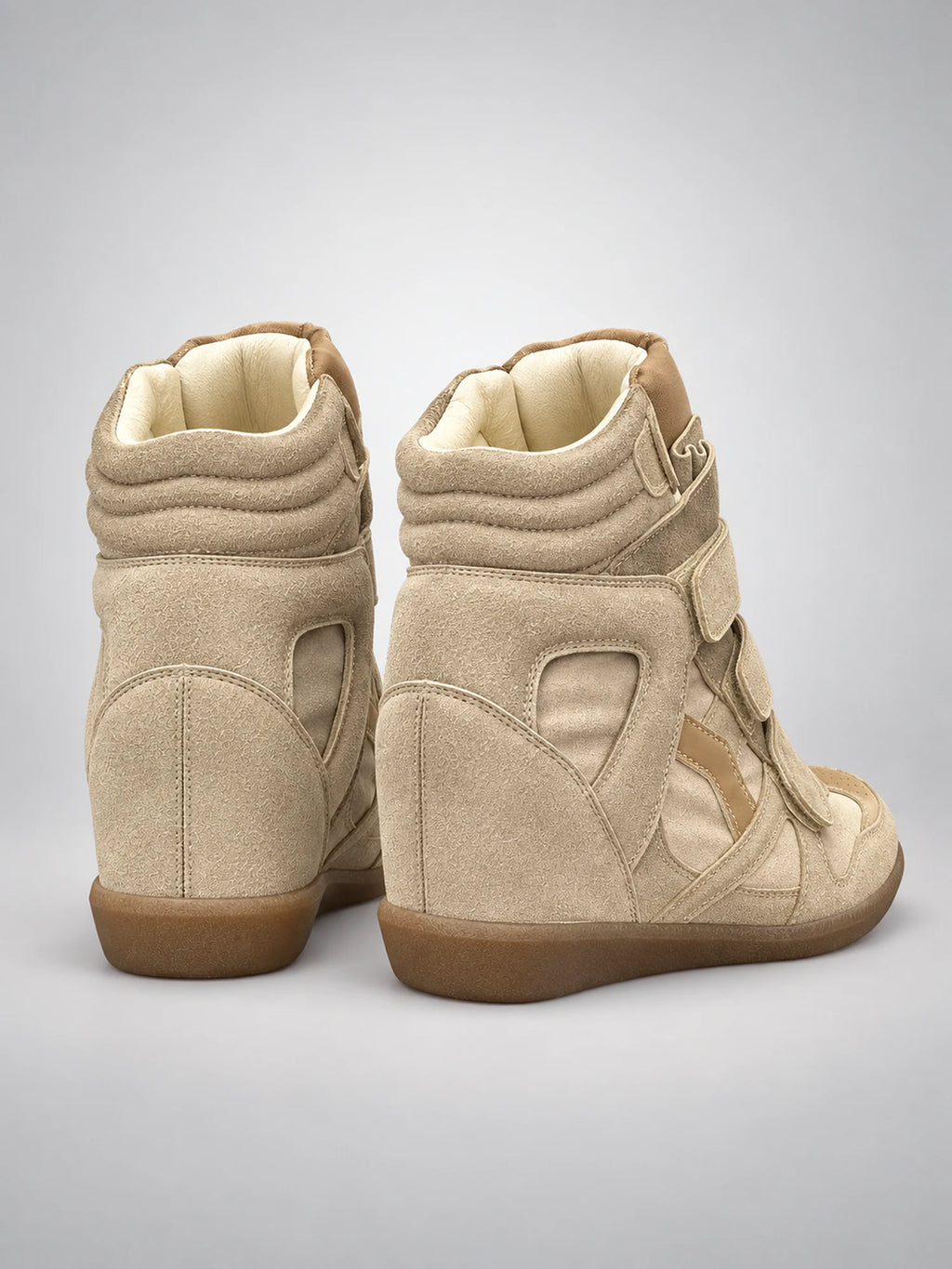 Women's Hidden-Wedge Trainer Boots – Leather Platform in Apricot — back view
