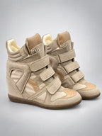 Women's Hidden-Wedge Sneaker Boots – Leather Platform in Apricot — back view