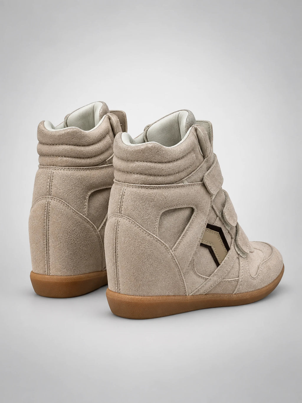 Women's Hidden-Wedge Trainer Boots – Leather Platform in Champagne — back view
