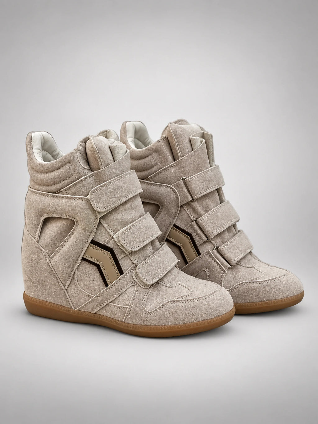 Women's Hidden-Wedge Sneaker Boots – Leather Platform in Champagne — back view