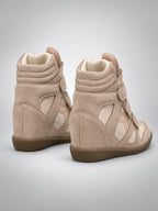Women's Hidden-Wedge Trainer Boots – Leather Platform in Pink — back view