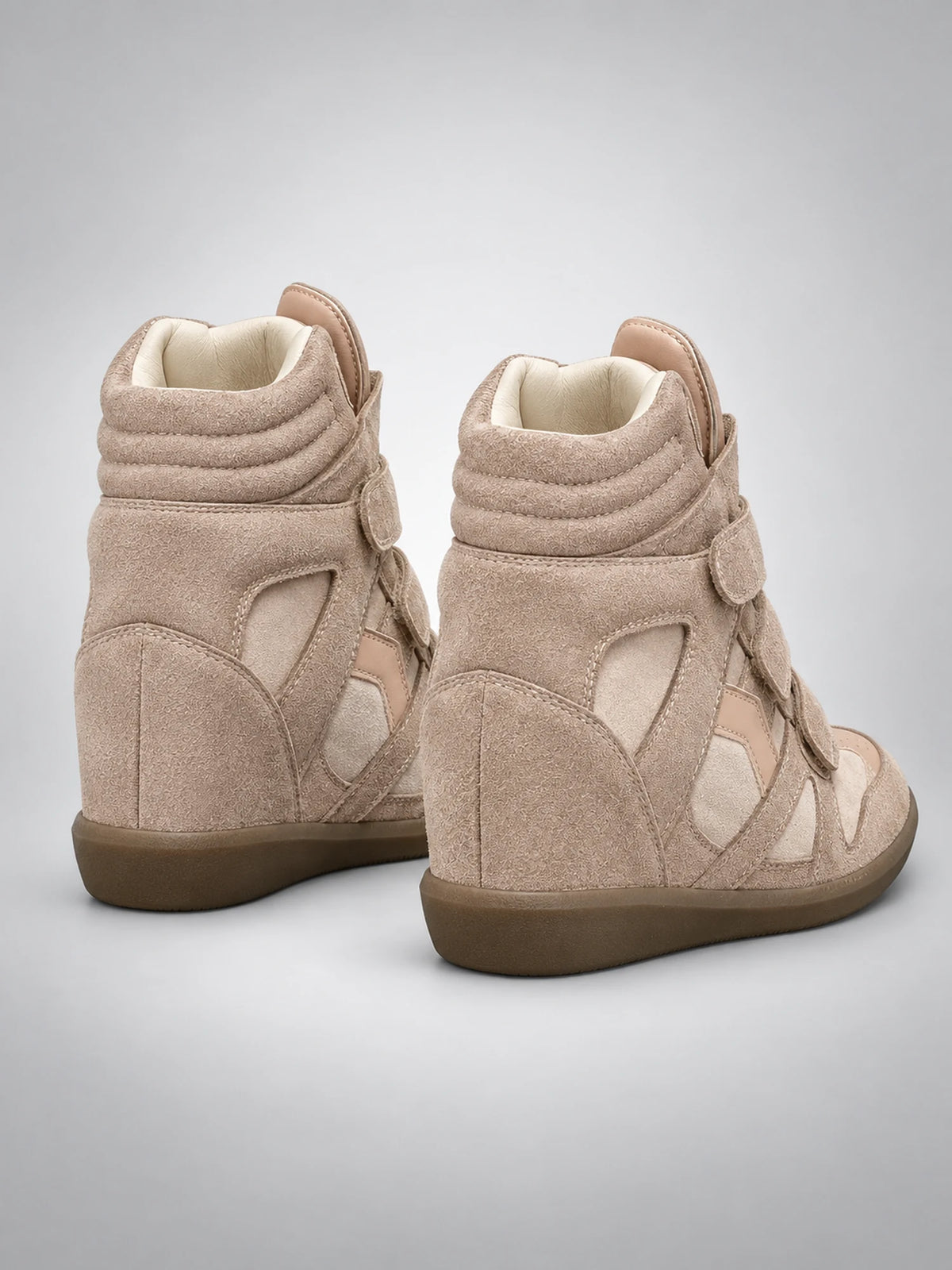 Women's Hidden-Wedge Trainer Boots – Leather Platform in Pink — back view