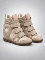 Women's Hidden-Wedge Sneaker Boots – Leather Platform in Pink — back view