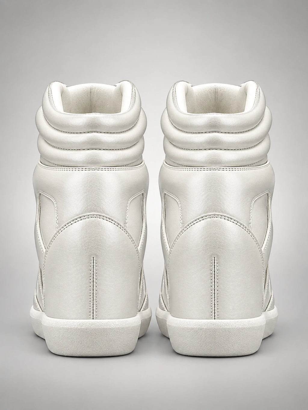 Women's Hidden-Wedge Trainer Boots – Leather Platform in White — back view