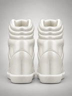 Women's Hidden-Wedge Trainer Boots – Leather Platform in White — back view