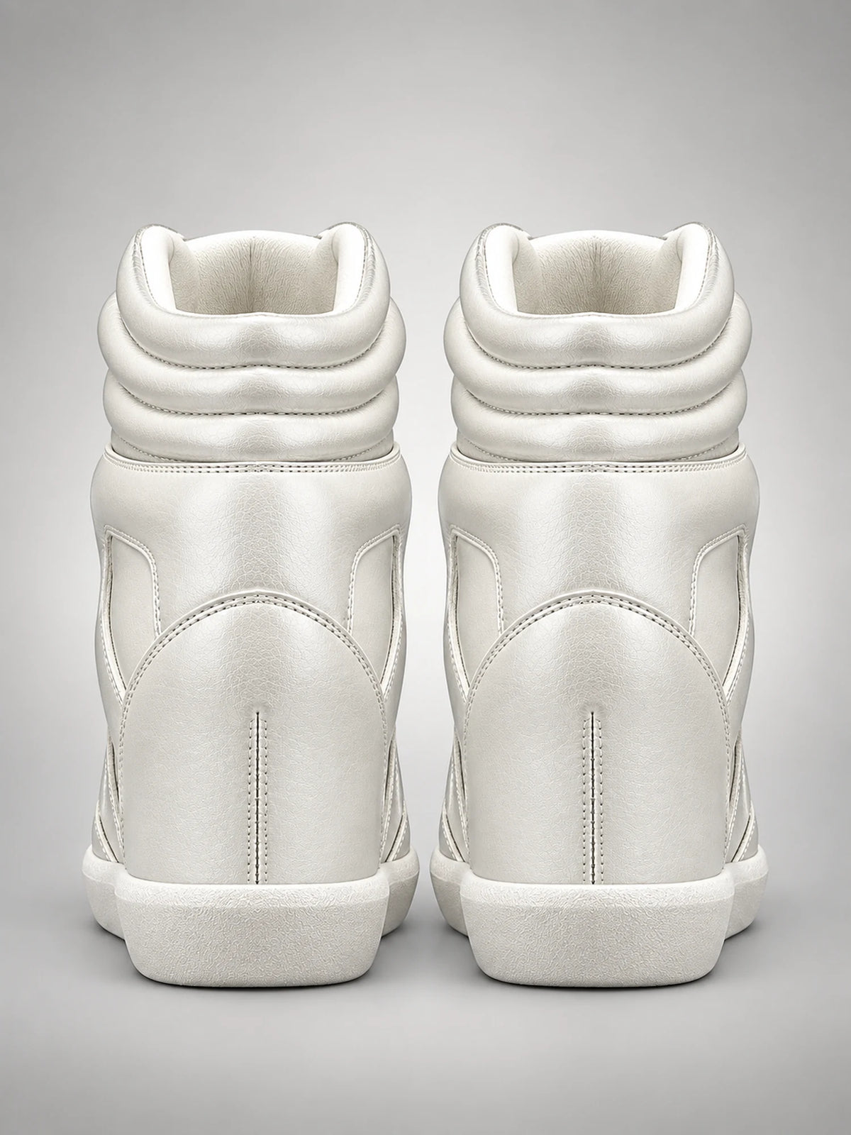 Women's Hidden-Wedge Trainer Boots – Leather Platform in White — back view
