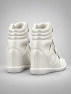 Women's Hidden-Wedge Trainer Boots – Leather Platform in White — back view