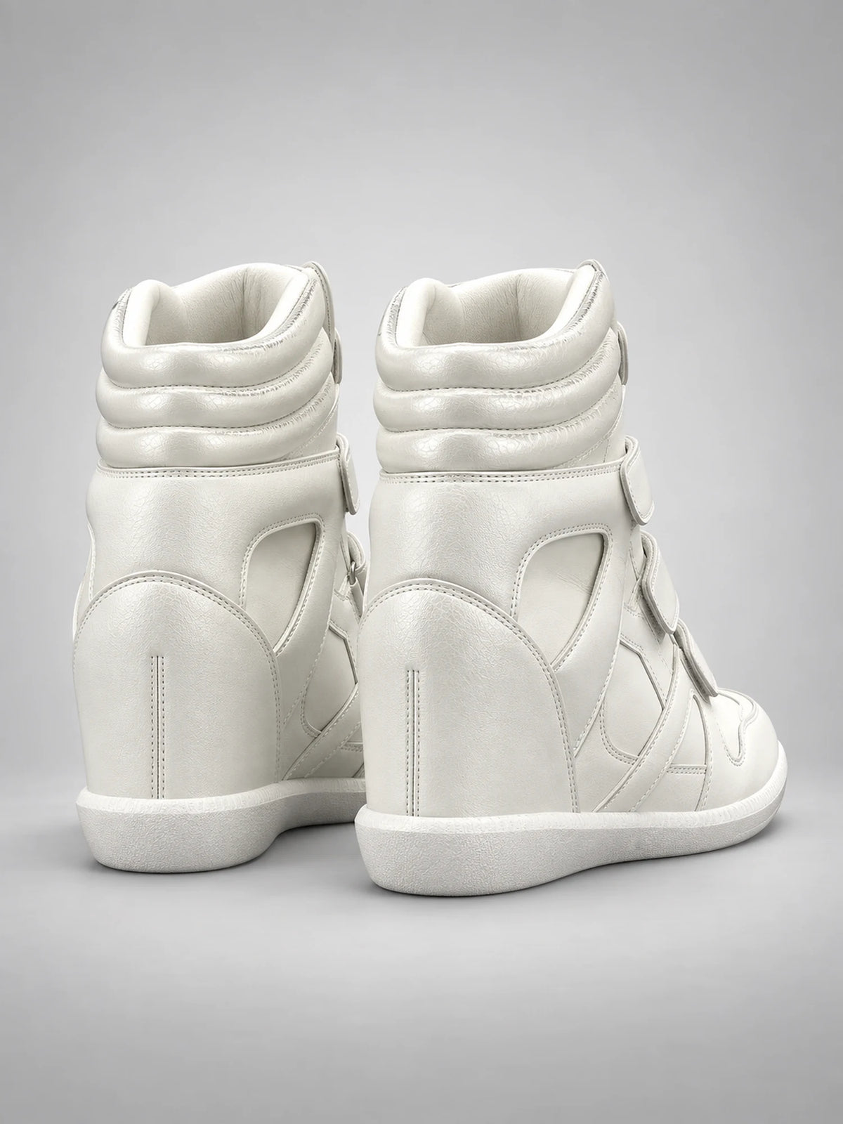 Women's Hidden-Wedge Trainer Boots – Leather Platform in White — back view