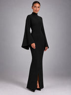 Women's Knitted Maxi Dress – Crew Neck Long Sleeve