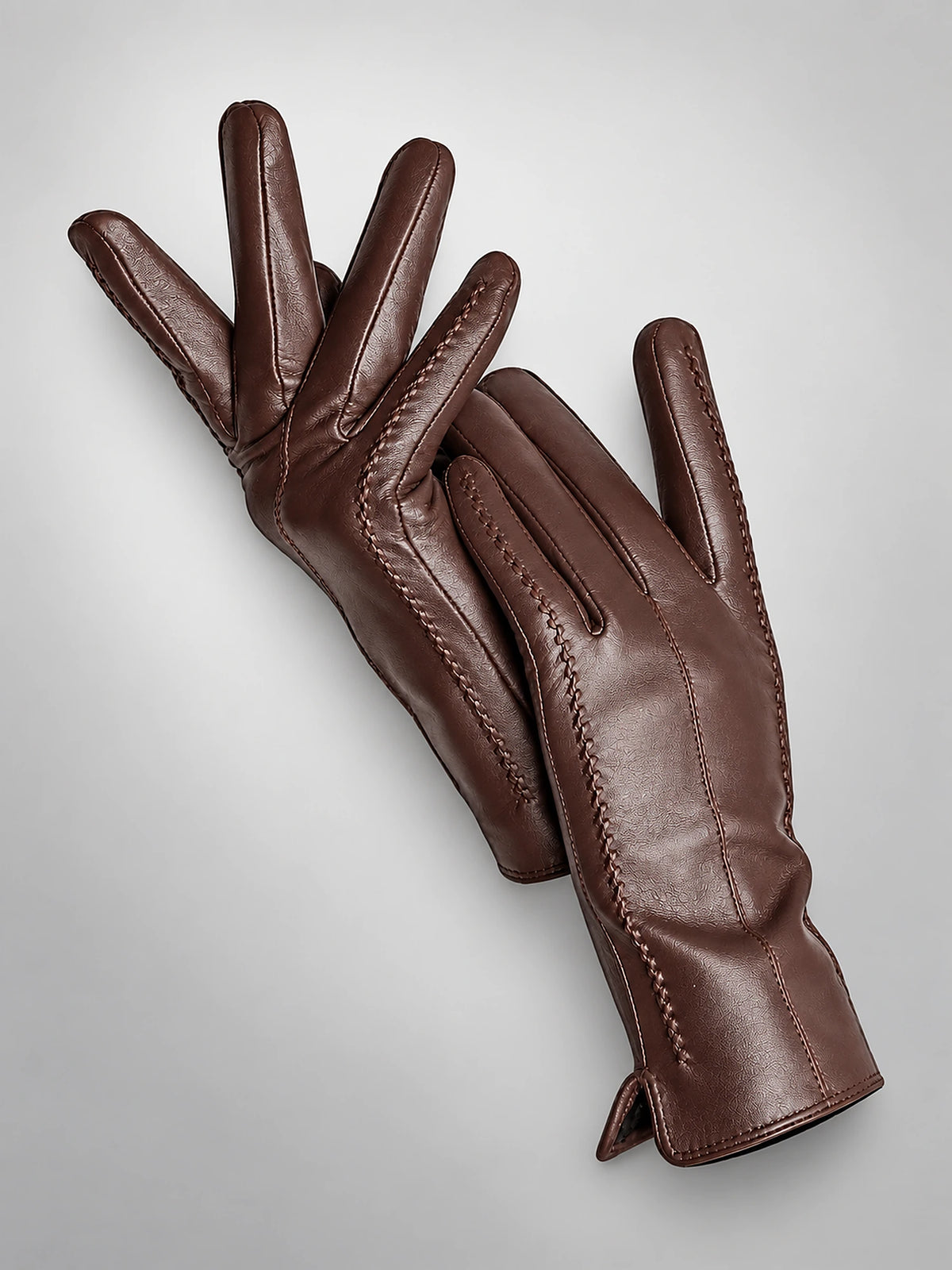 Women's Leather Gloves – Velvet Lined Touchscreen in Brown (Touchscreen) — front view