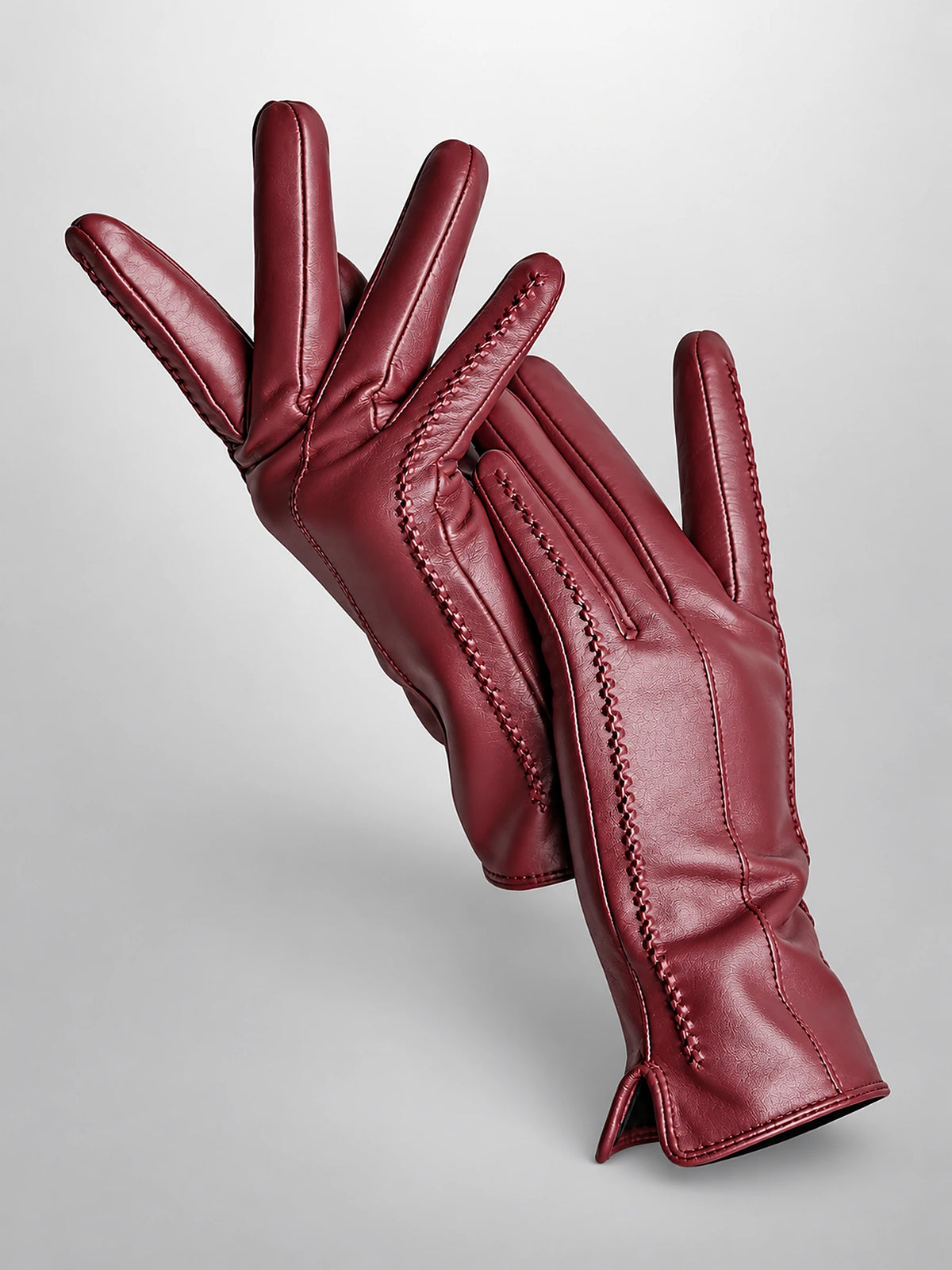 Women's Leather Gloves – Velvet Lined Touchscreen in Oxblood (Touchscreen) — front view