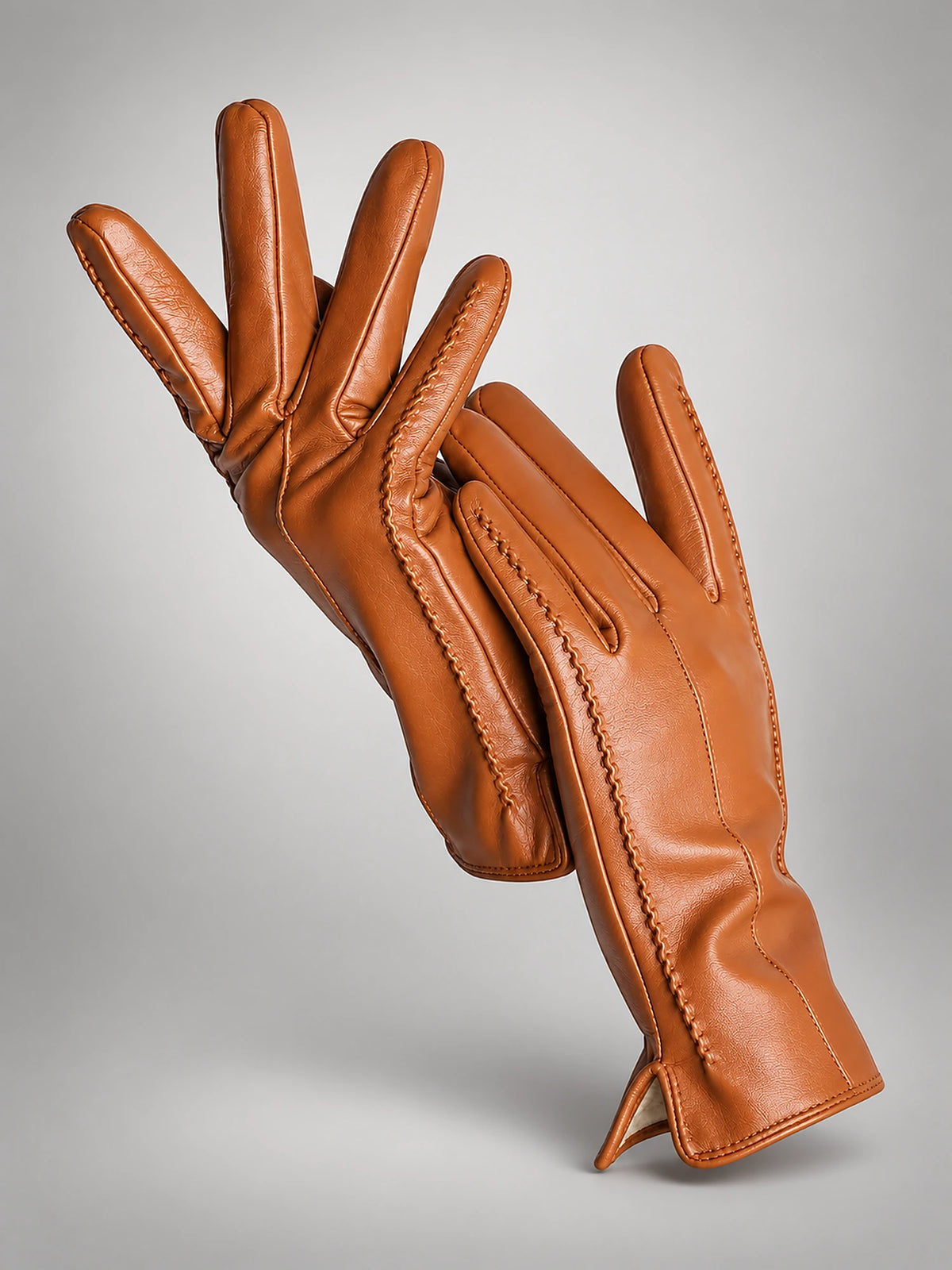 Women's Leather Gloves – Velvet Lined Touchscreen in Mustard (Touchscreen) — front view