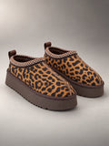 Women's Leopard Print Platform Slippers – Braided Trim in Leopard (Closed Back) — front view