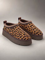 Women's Leopard Print Platform Slippers – Braided Trim in Leopard (Closed Back) — front view