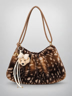 Women's Leopard Faux Fur Tote Bag – Zip Crossbody in Dark Brown — alternate view