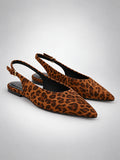 Women's Leopard Print Slingback Flats – Pointed Toe Buckle
