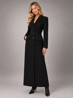 Women's Longline Tailored Coat – Single-Breasted Lapel in Black — alternate view