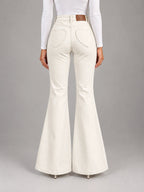 Women's Off-White Flared Jeans – High Rise in Off White — back view