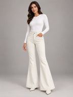 Women's Off-White Flared Jeans – High Rise in Off White — alternate view