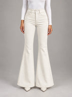 Women's Off-White Flared Jeans – High Rise in Off White — front view