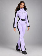 Women's One-Piece Ski Suit – Snowboard Jumpsuit in Lavender/Black — alternate view