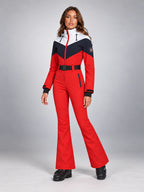 Women's One-Piece Ski Suit – Snowboard Jumpsuit in Red/Navy/White — alternate view