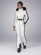 Women's One-Piece Ski Suit – Snowboard Jumpsuit in White/Black — alternate view