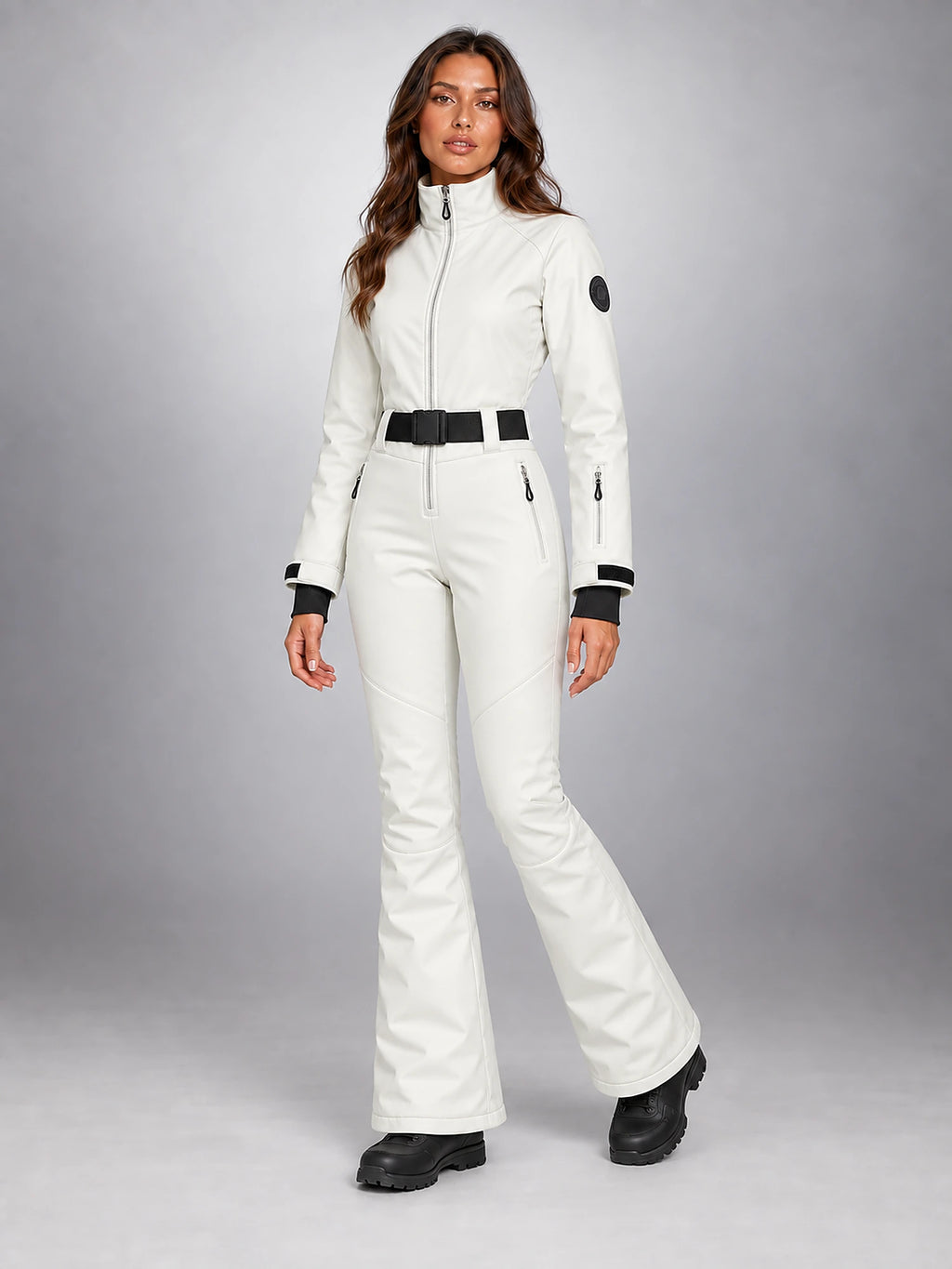 Women's One-Piece Ski Suit – Snowboard Jumpsuit in White — alternate view