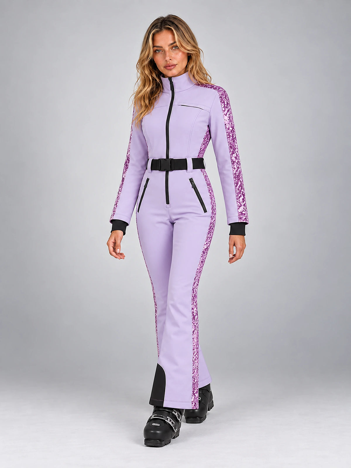Women's One-Piece Ski Suit – Snowboard Jumpsuit in Lavender/Purple — alternate view