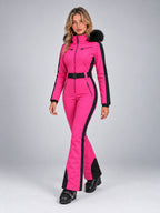Women's One-Piece Ski Suit – Snowboard Jumpsuit in Hot Pink/Black — alternate view