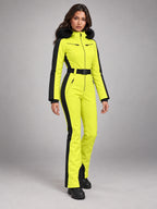 Women's One-Piece Ski Suit – Snowboard Jumpsuit in Neon Yellow/Black — alternate view