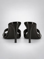 Women's Open-Toe Heeled Slides – Slim Stiletto in Black — back view