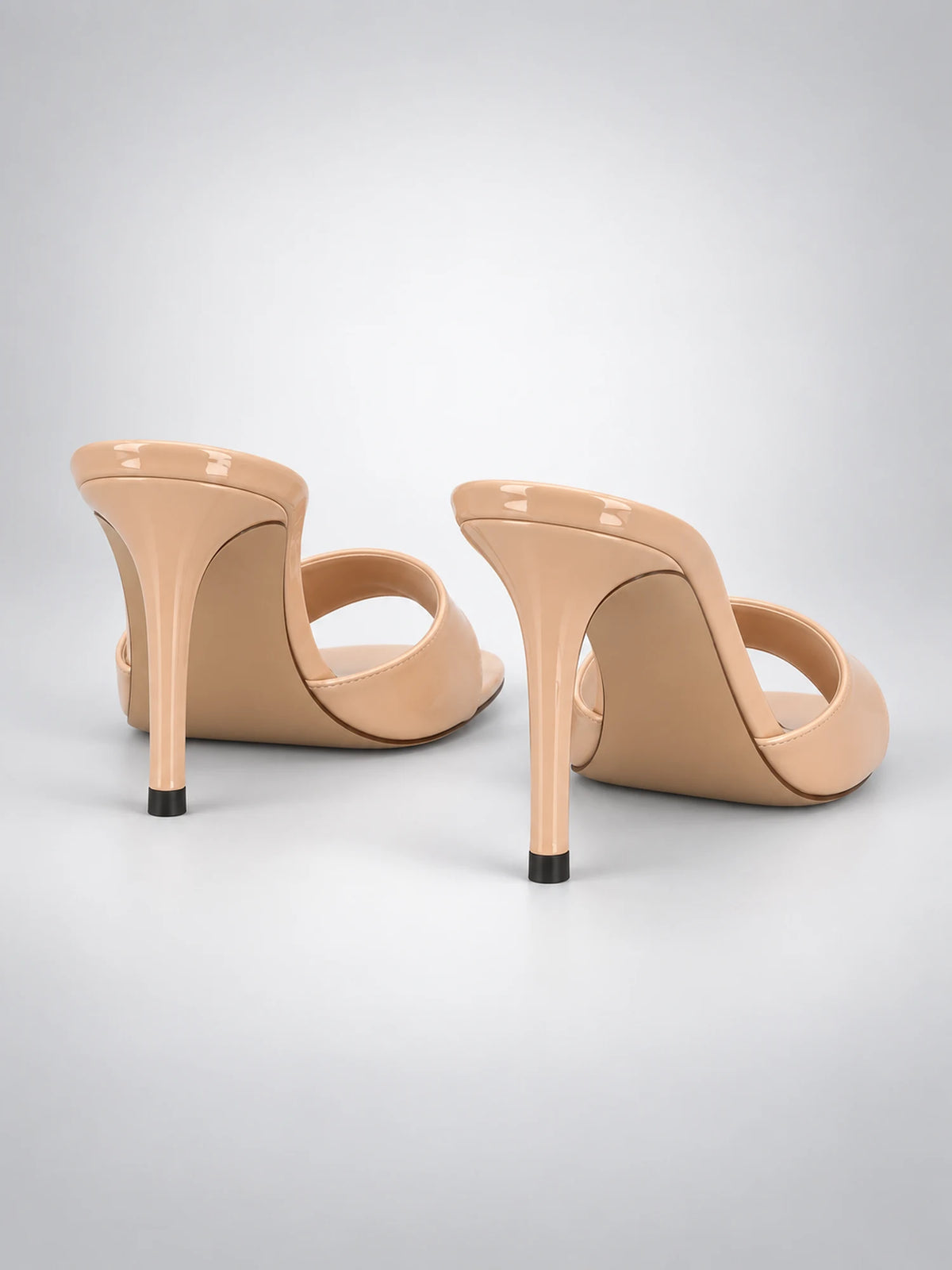 Women's Open-Toe Heeled Slides – Slim Stiletto in Nude — side view