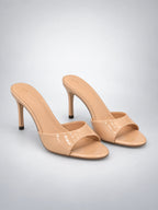 Women's Open-Toe Heeled Slides – Slim Stiletto in Nude — hover view
