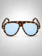 Women's Oversized Pilot Sunglasses – Polarised Lens in Tortoiseshell/Blue — side view
