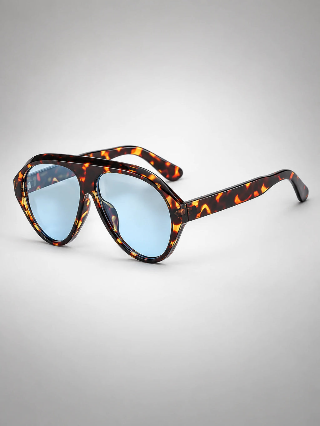 Women's Oversized Pilot Sunglasses – Polarised Lens in Tortoiseshell/Blue — back view