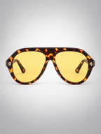 Women's Oversized Pilot Sunglasses – Polarised Lens in Tortoiseshell/Yellow — on model