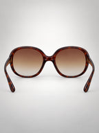 Women's Oversized Round Sunglasses – Gradient Lens in Ivory/Brown — on model